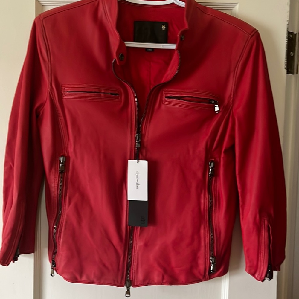 Rare R13 red NWT soft leather zippers on the front and sleeves to